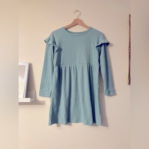 NWTS Old Navy Girl’s Mint Green Corduroy Dress Long Sleeve Ruffle L Age 10 - 12